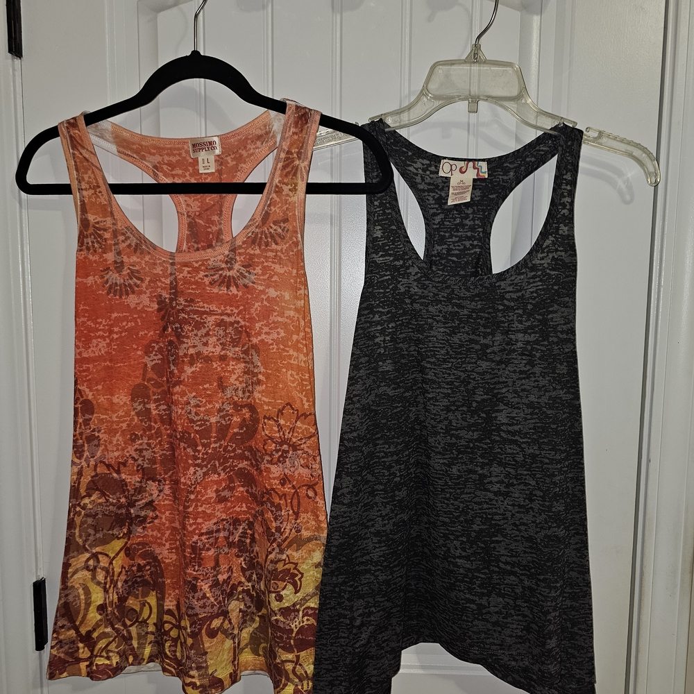 Women's Orange and Black Tank Tops